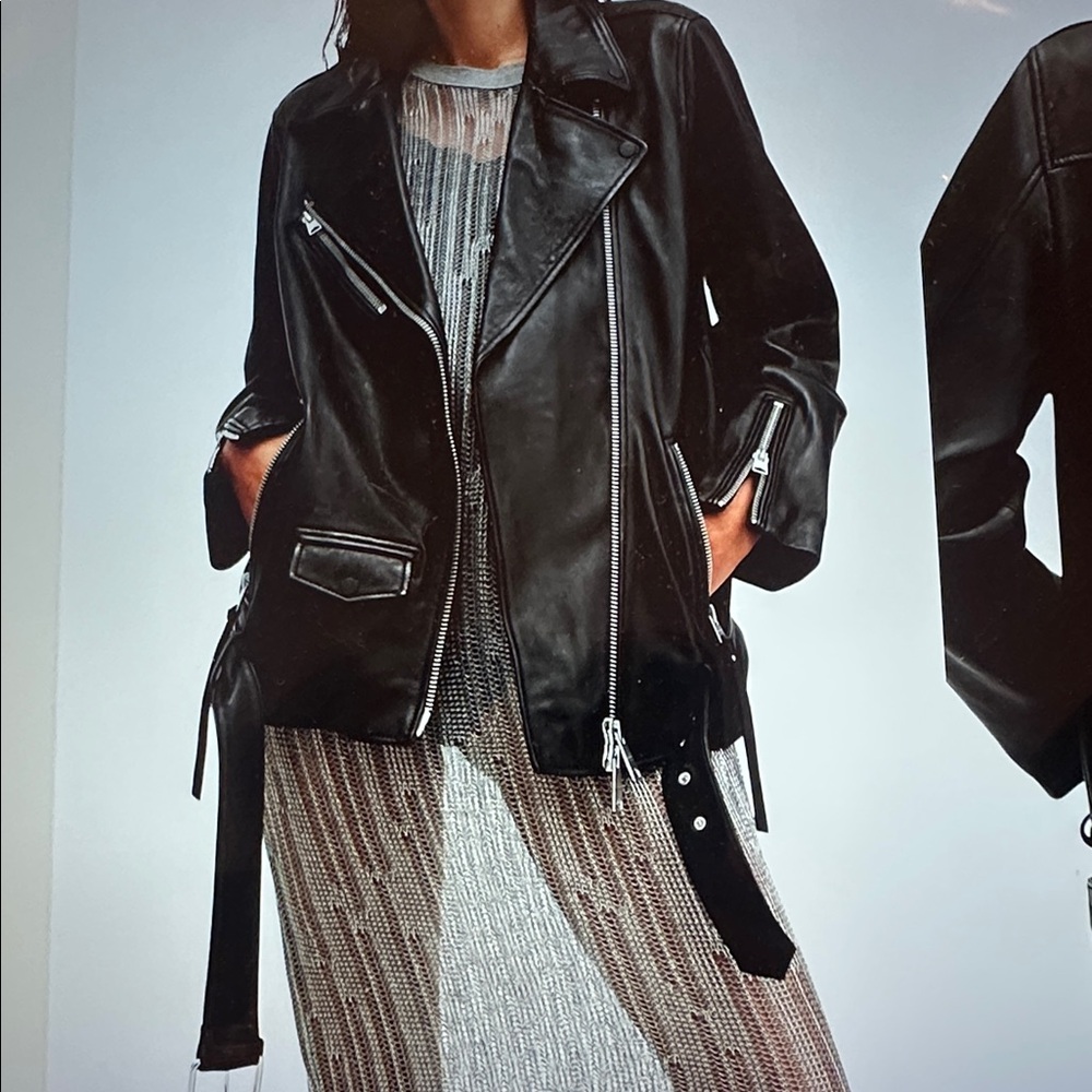ALL SAINTS  Black Leather Jacket style Billie